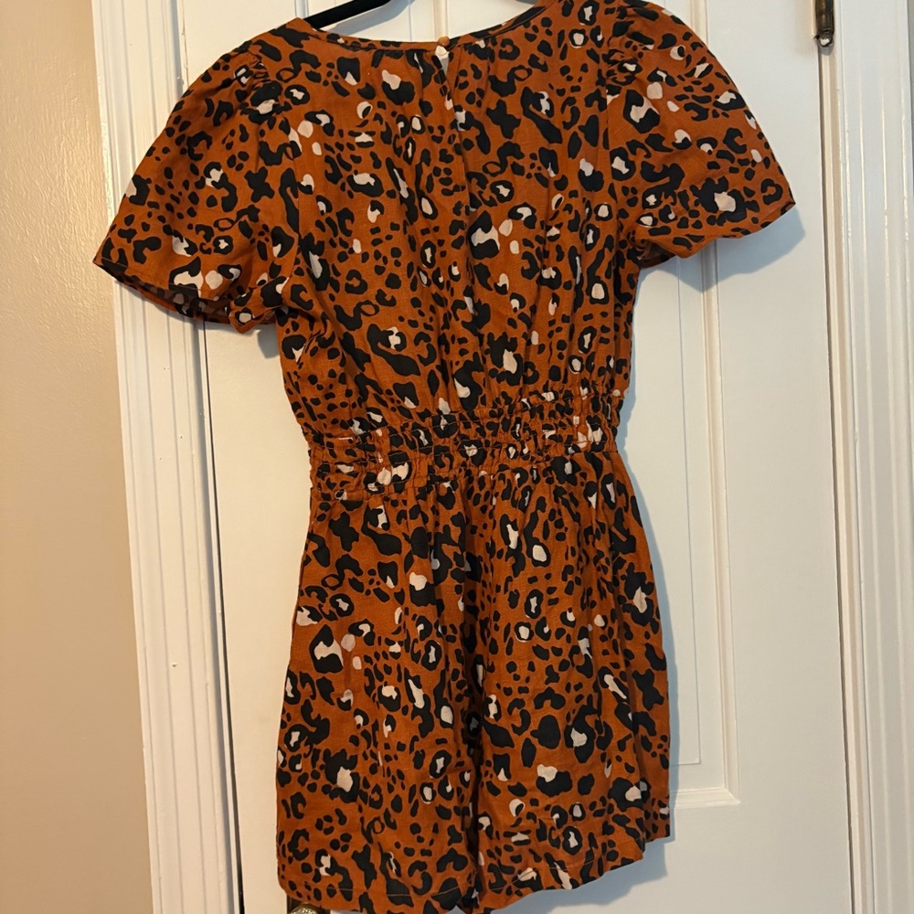 Anthropologie Somerset Romper Linen Leopard Print Shorts - Small - Picture 6 of 6